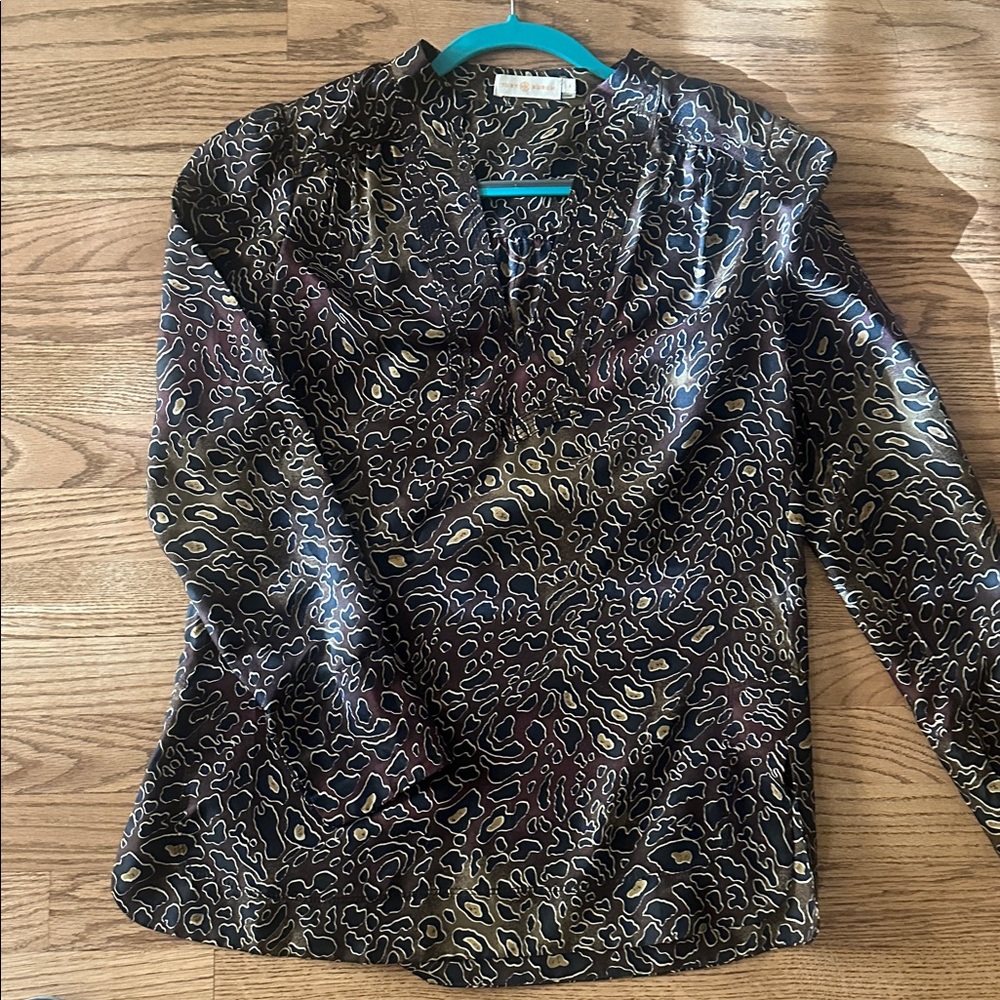 Tory Burch Silk Animal Print Tunic Blouse
